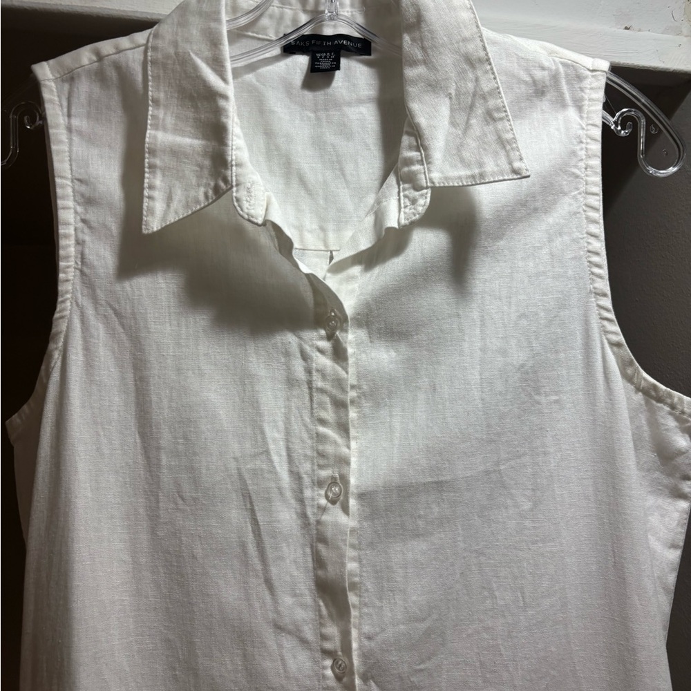 Saks Fifth Avenue MIDI Button Down Collared Dress Size Small - Picture 4 of 9